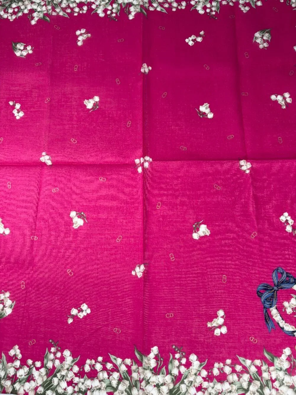 Vintage Christian Dior Lily of the Valley Cotton Scarf